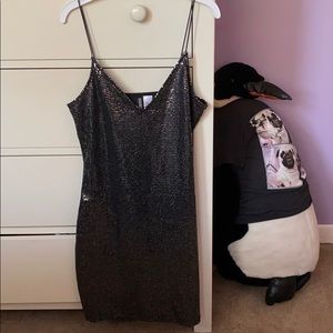 Shiny Silver & Black Dress